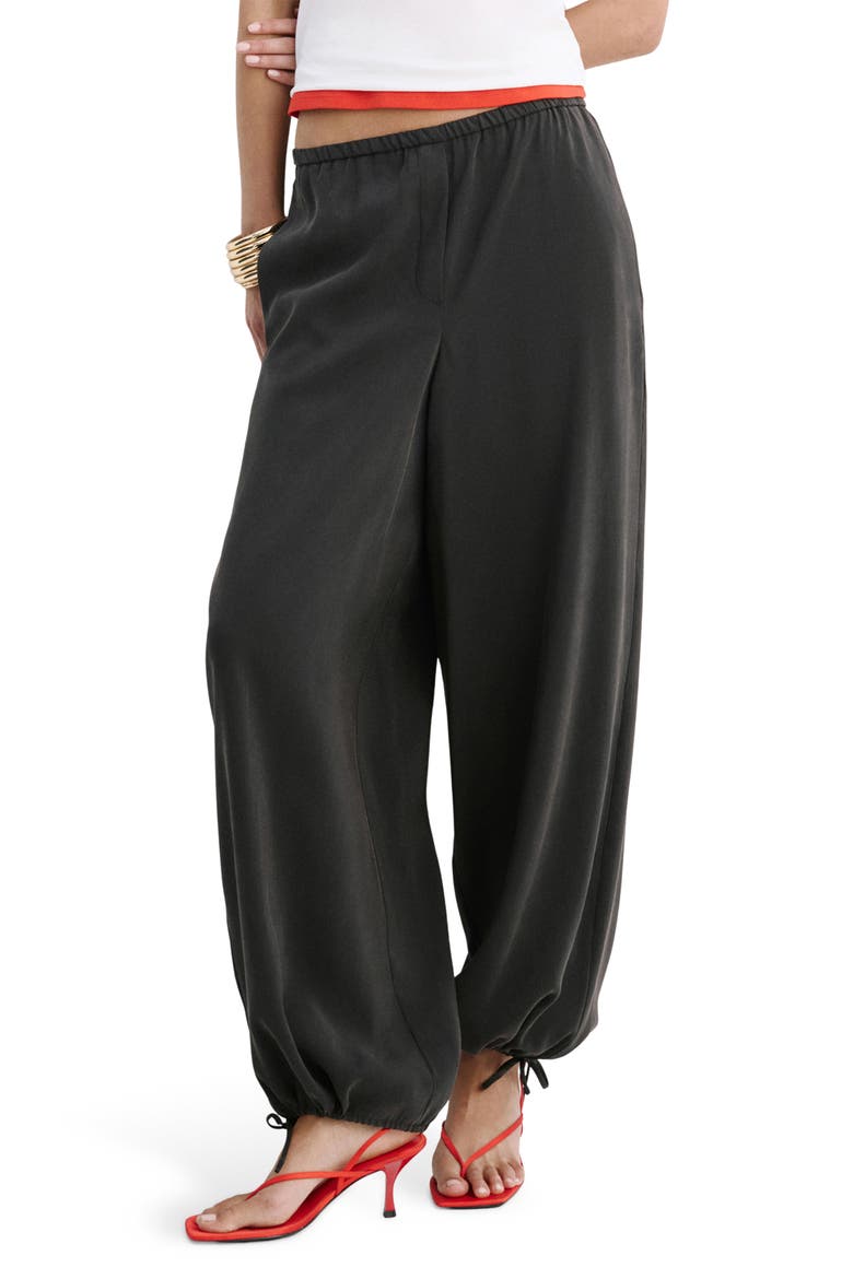 Elastic Waist Baggy Wide Leg Pants, Alternate, color, BLACK