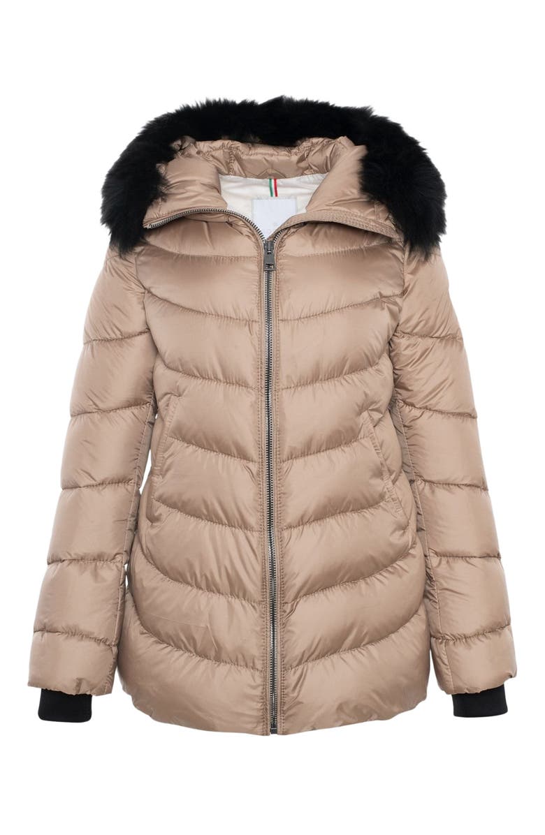 GORSKI Apres-Ski Jacket With Detachable Toscana Hood Trim, Alternate, color, Camel/Black