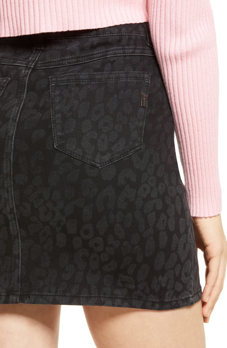 1822 Denim Tonal Cheetah Denim Miniskirt, Alternate, color,