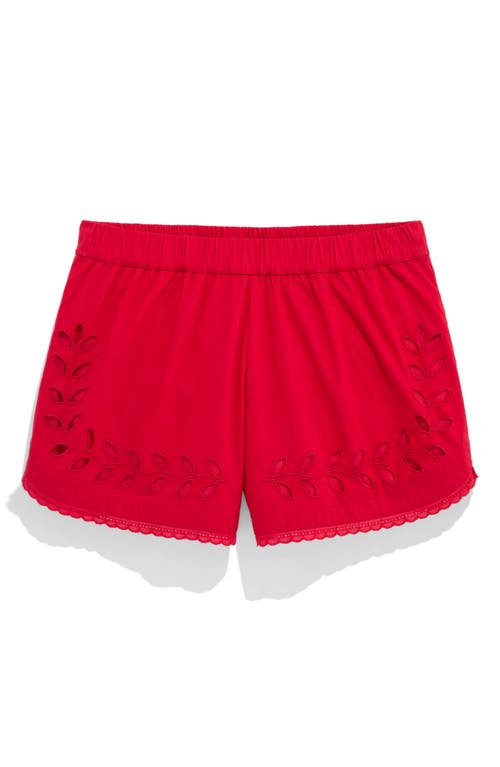 Vineyard Vines Embroidered Eyelet Pull-on Cotton Shorts In Red