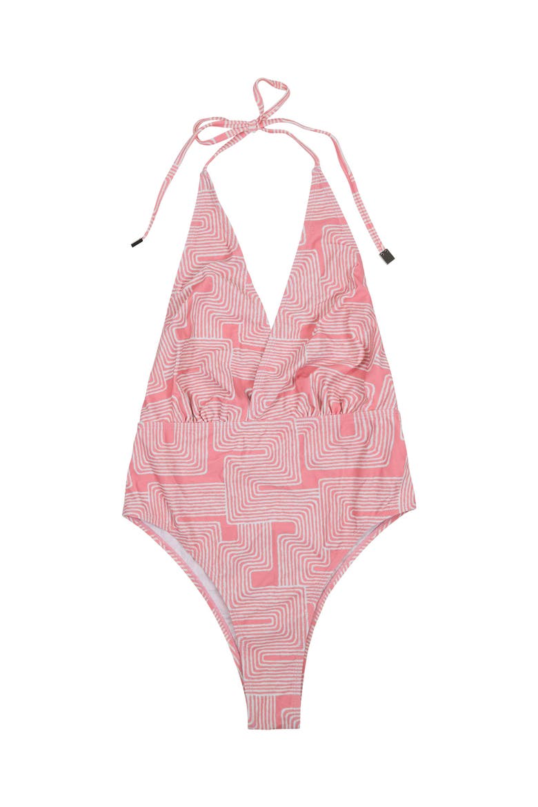 Inter Twine Womens Halter One-Piece Swimsuit, Alternate, color, Inter Twine Coral