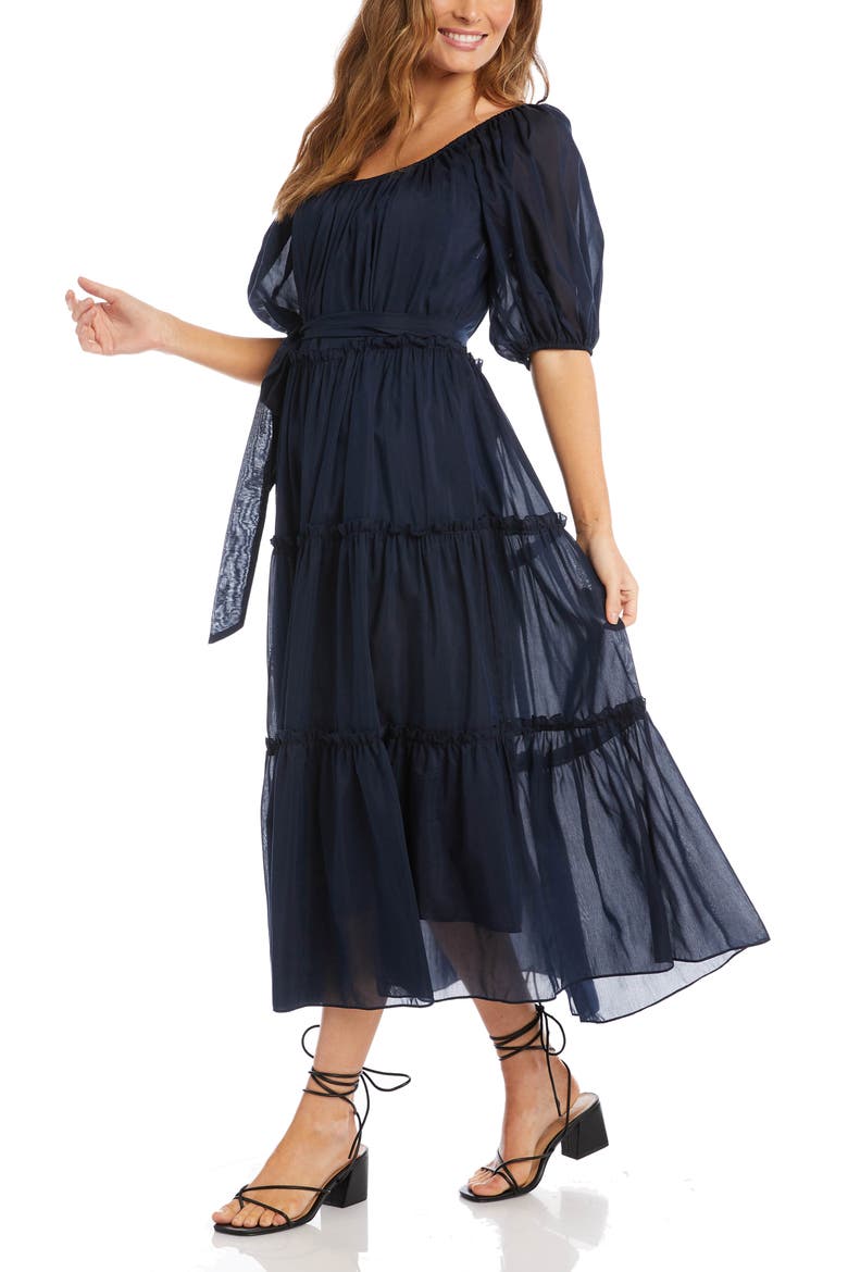 Puff Sleeve Dress, Alternate, color, NAVY
