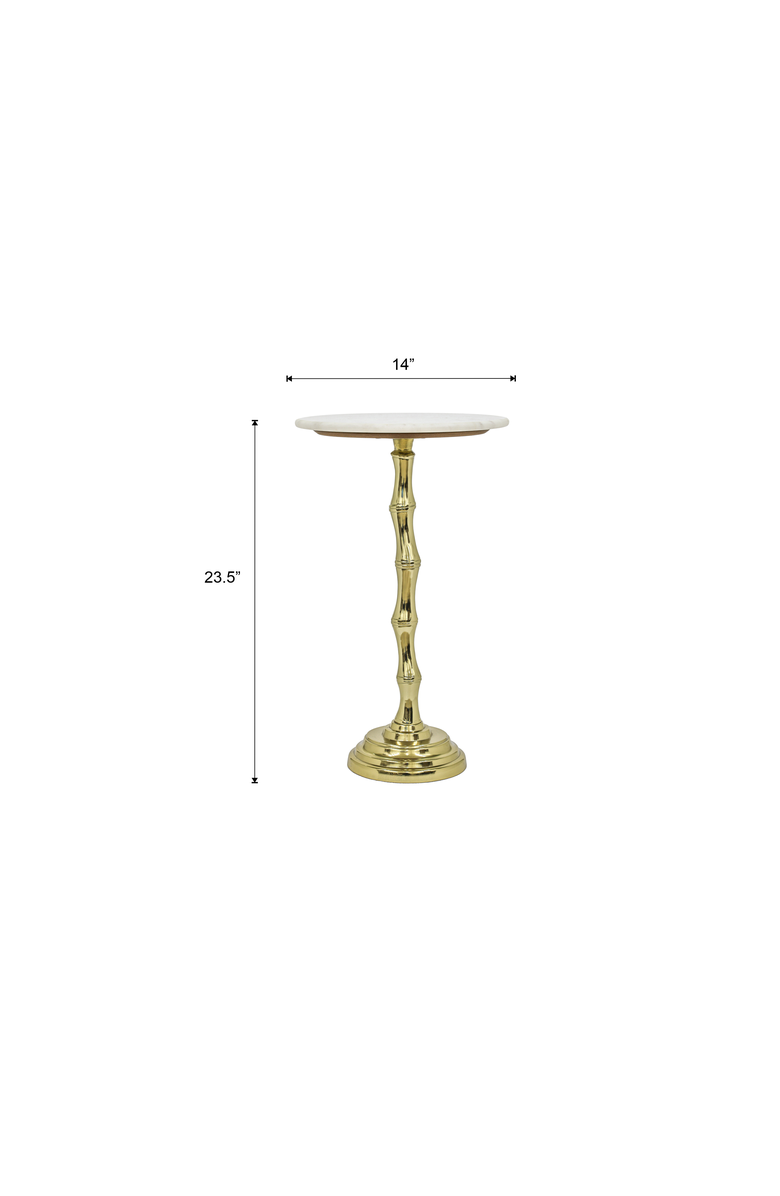 Expo Bazaar Texture Side Table | Marble Top | Aluminum Base, Alternate, color, White