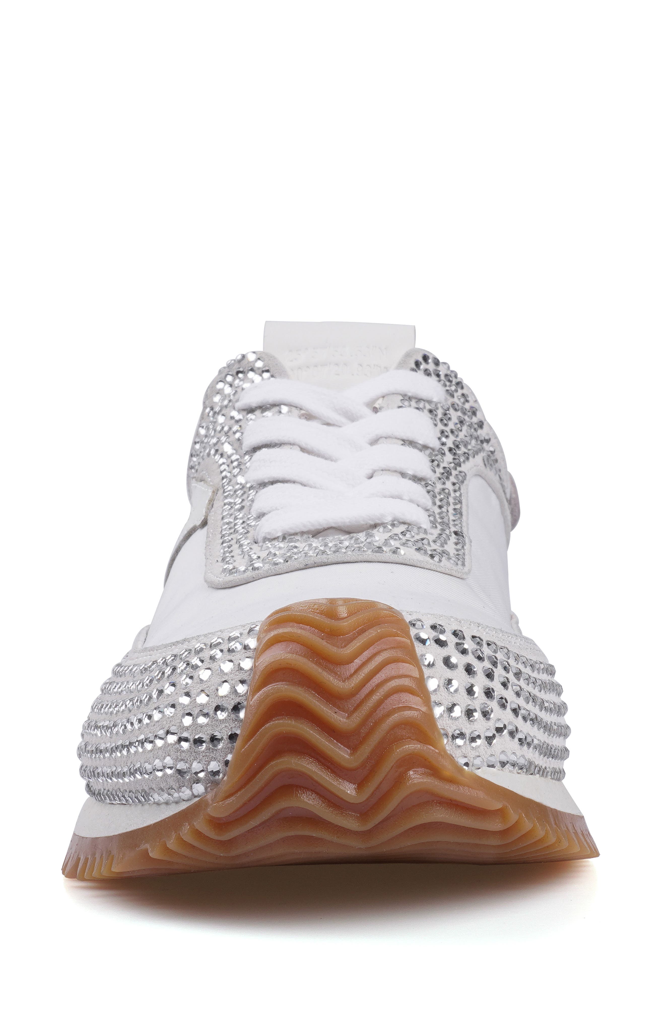 Freya Rhinestone Sneaker, Alternate, color, WHITE SUEDE