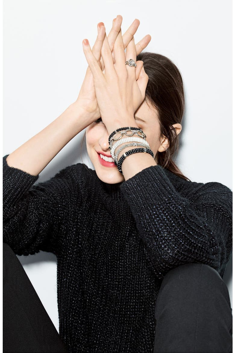 Black Caviar Station Bracelet, Alternate, color, BLACK/ SILVER/ GOLD