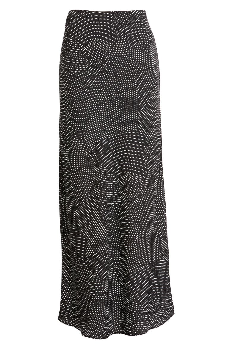 Sheer Floral Print Maxi Skirt, Main, color, BLACK WHITE DOT