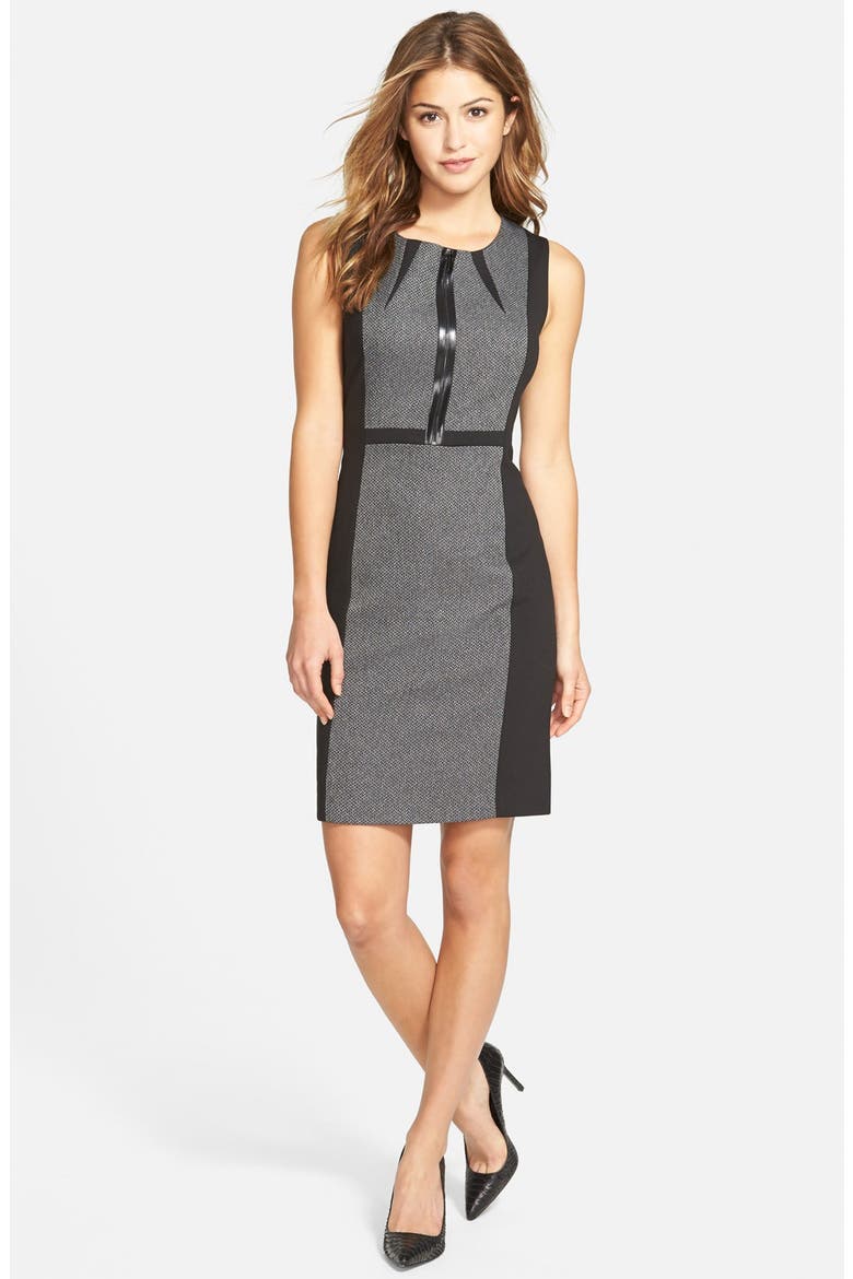 Front Zip Colorblock Sleeveless Sheath Dress, Alternate, color, CHARCOAL/ BLACK