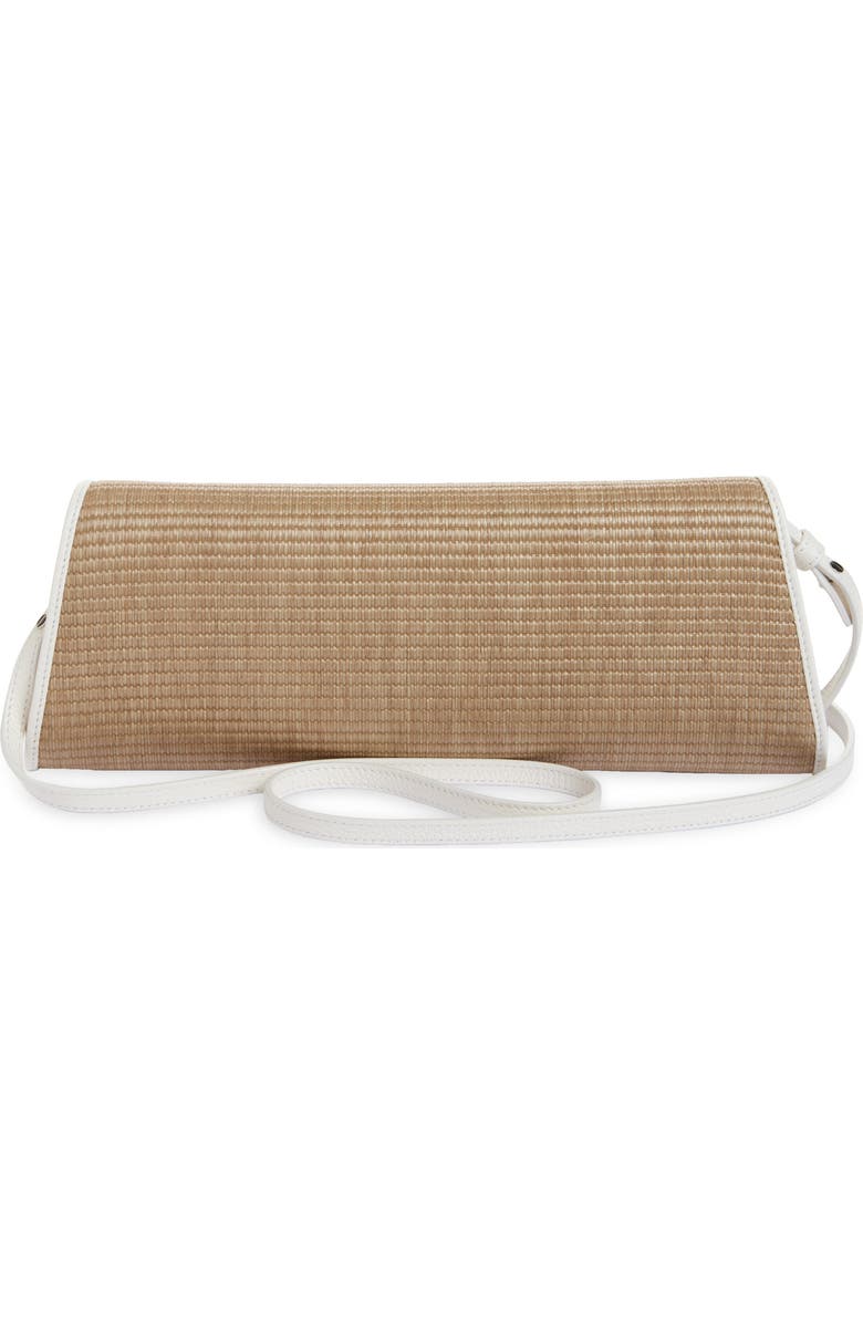 Akris Small Anouk East/West Trapezoid Raffia & Leather Clutch, Alternate, color, Nature-White