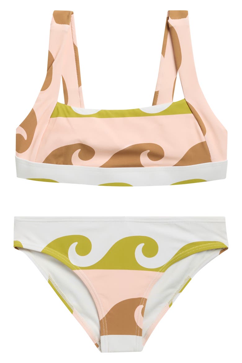 Kids' Lilly Wave Two-Piece Swimsuit, Main, color, CHARTREUSE