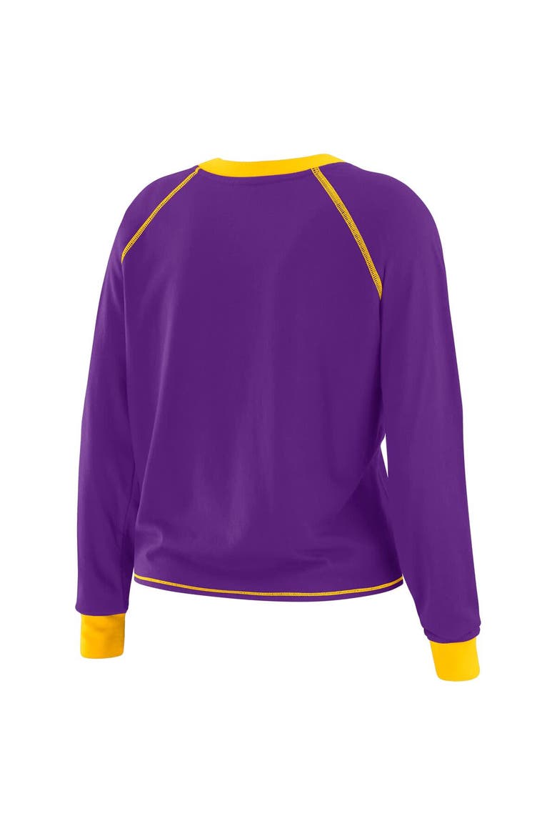 Women's WEAR by Erin Andrews Purple/Gold Minnesota Vikings Tie-Front Long Sleeve Top, Alternate, color, Purple