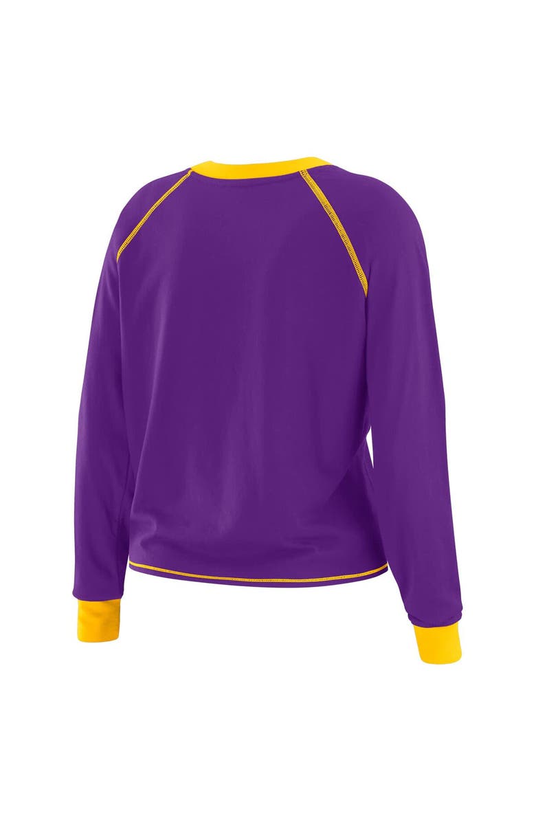 WEAR by Erin Andrews Women's WEAR by Erin Andrews Purple/Gold Minnesota Vikings Tie-Front Long Sleeve Top, Alternate, color, Purple