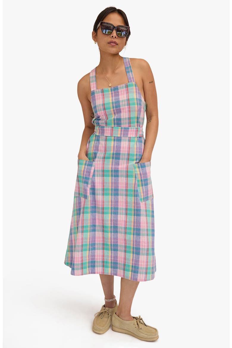 Lisette Madras Plaid Cotton & Linen Blend Midi Dress, Alternate, color, MULTI COLOR