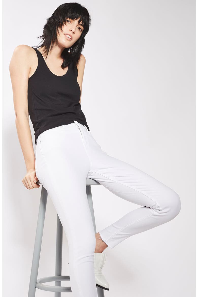Jamie Raw Hem Skinny Jeans, Alternate, color, WHITE
