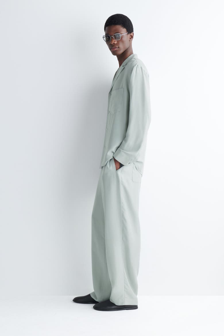 Silk Relaxed-fit Straight-leg Pants, Alternate, color, SAGE GREEN