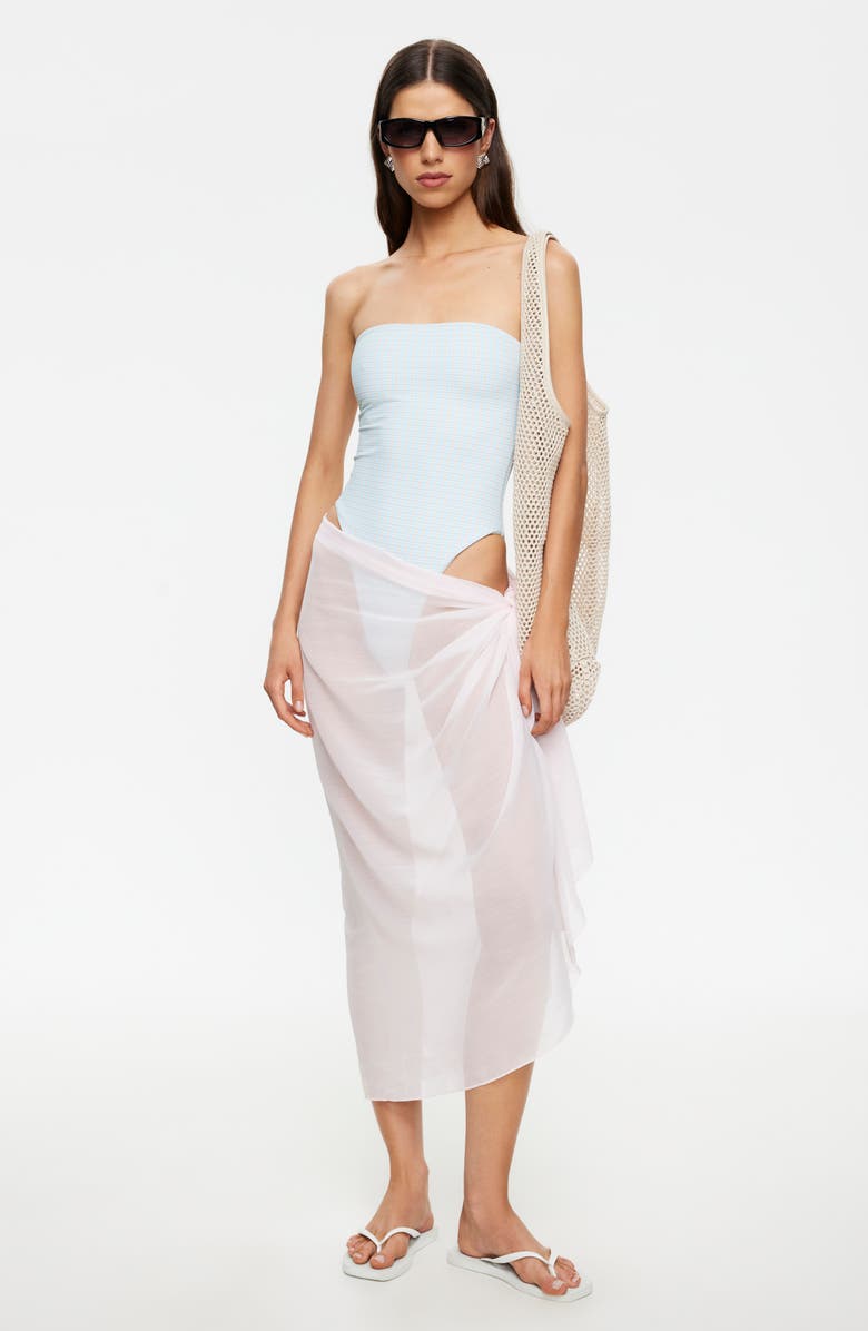 LIONESS Wavelength Side-Tie Cover-Up Skirt, Alternate, color, Bubblegum