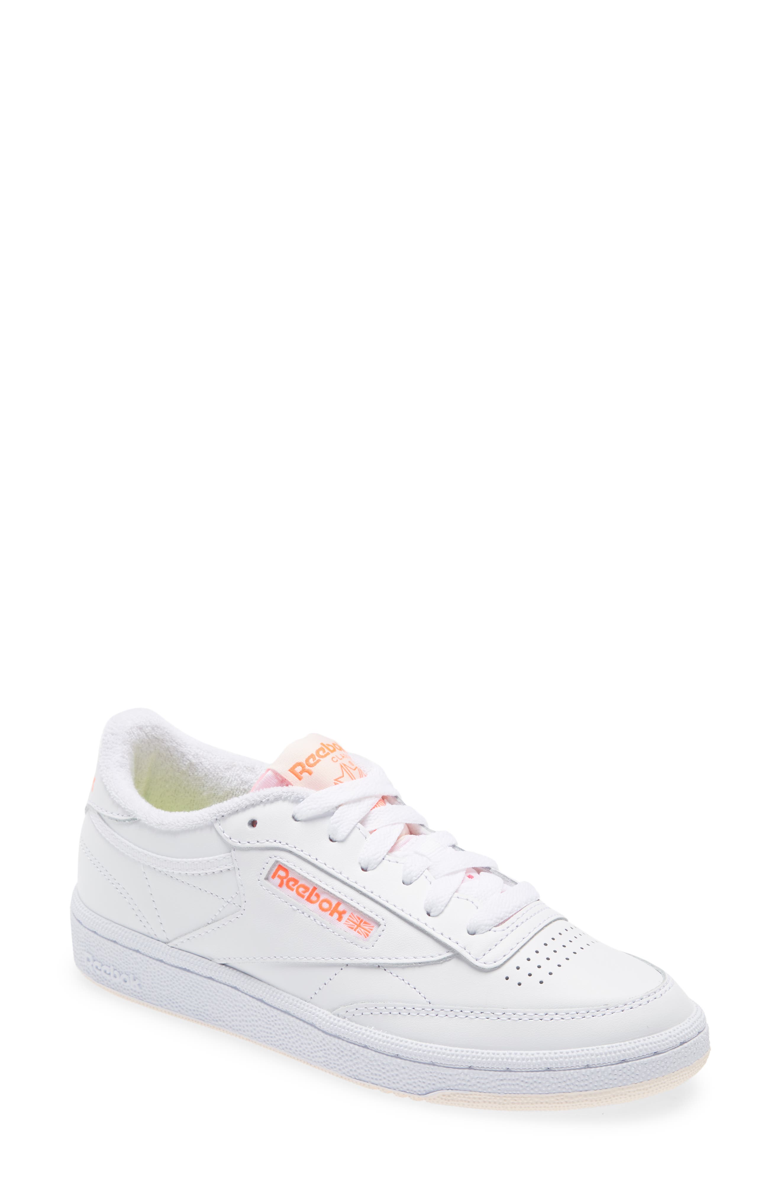Club C 85 Sneaker, Main, color, WHITE/ CERAMIC PINK/ ORANGE