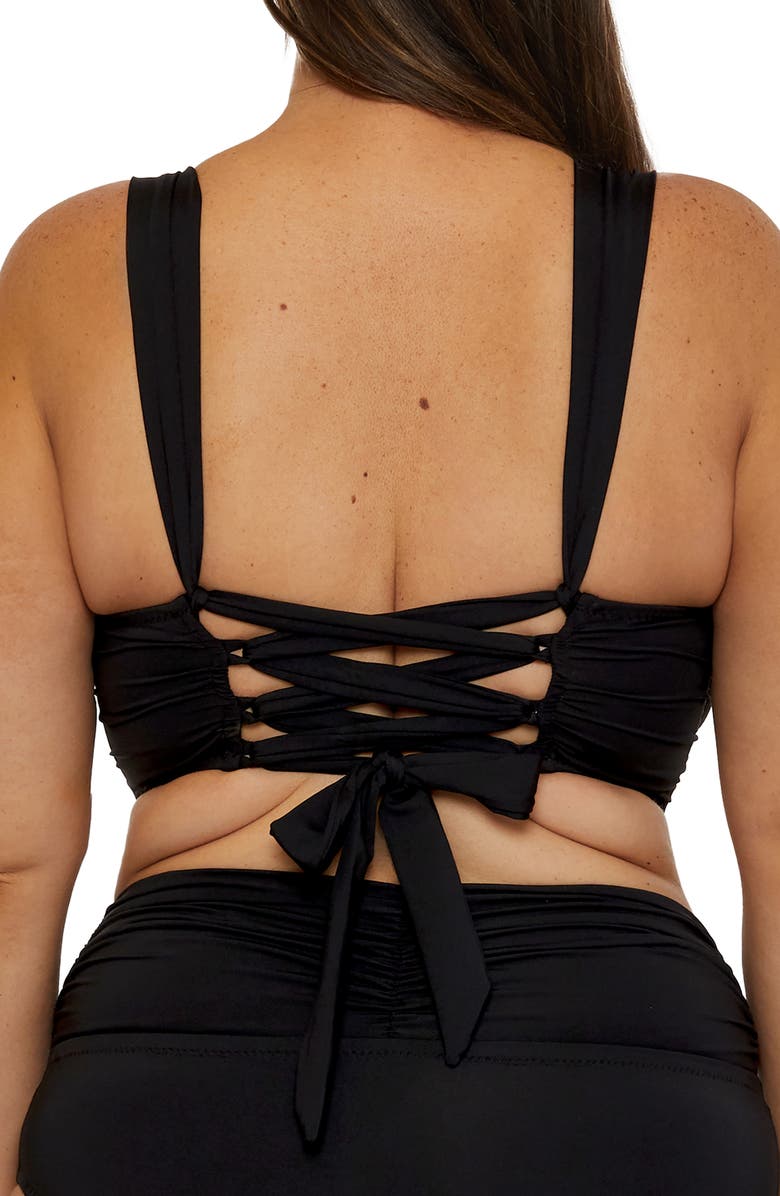 Becca Etc. Colorcode Shirred Bikini Top, Alternate, color, Black