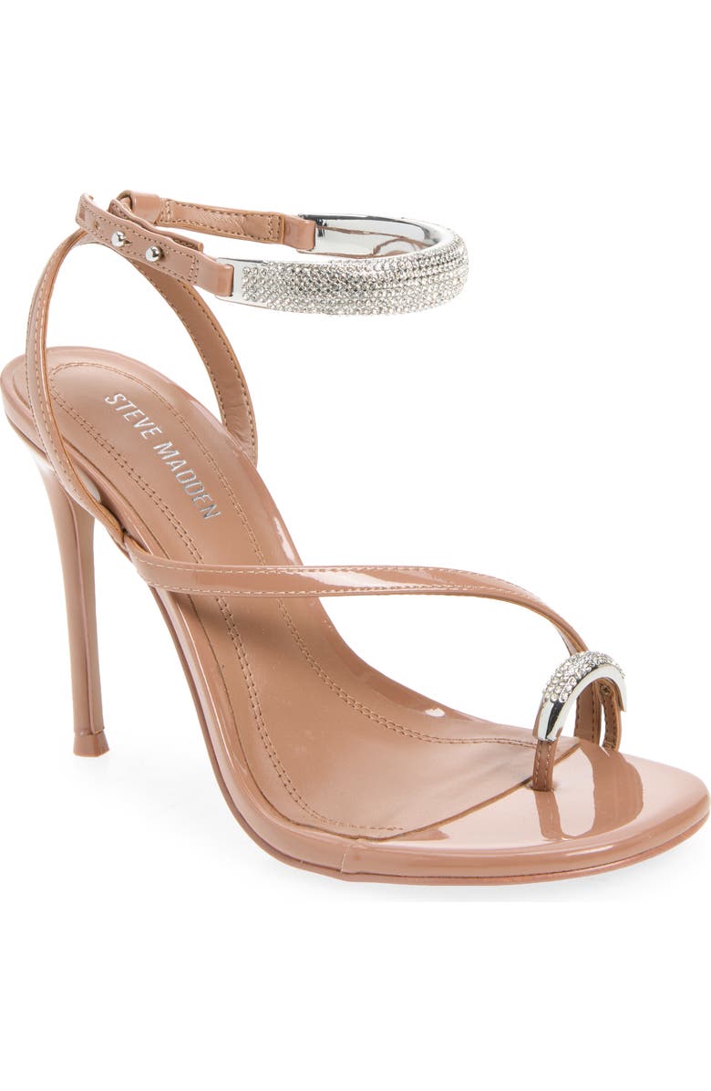 Steve Madden Tia Embellished Ankle Strap Sandal, Main, color, Mocha Patent