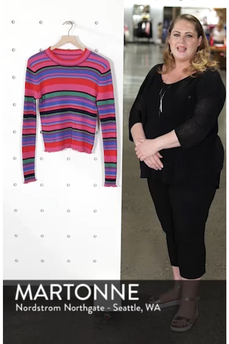 Ribbed Lettuce Edge Stripe Sweater video