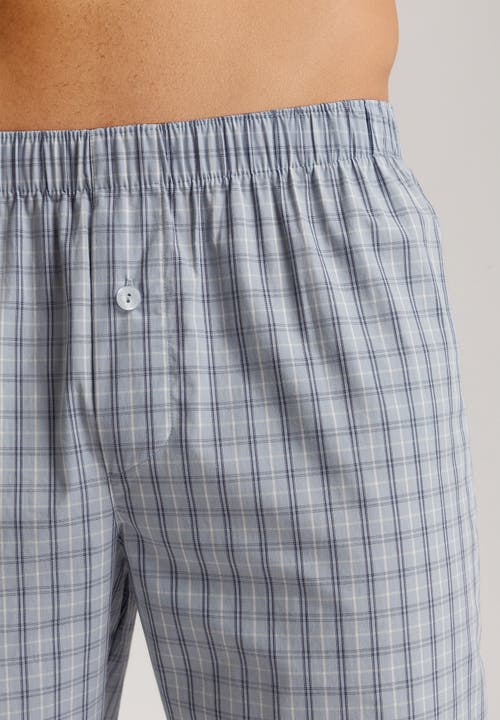 Hanro Night And Day Notch Collar Cotton Pajama Set In Sea Breeze Check