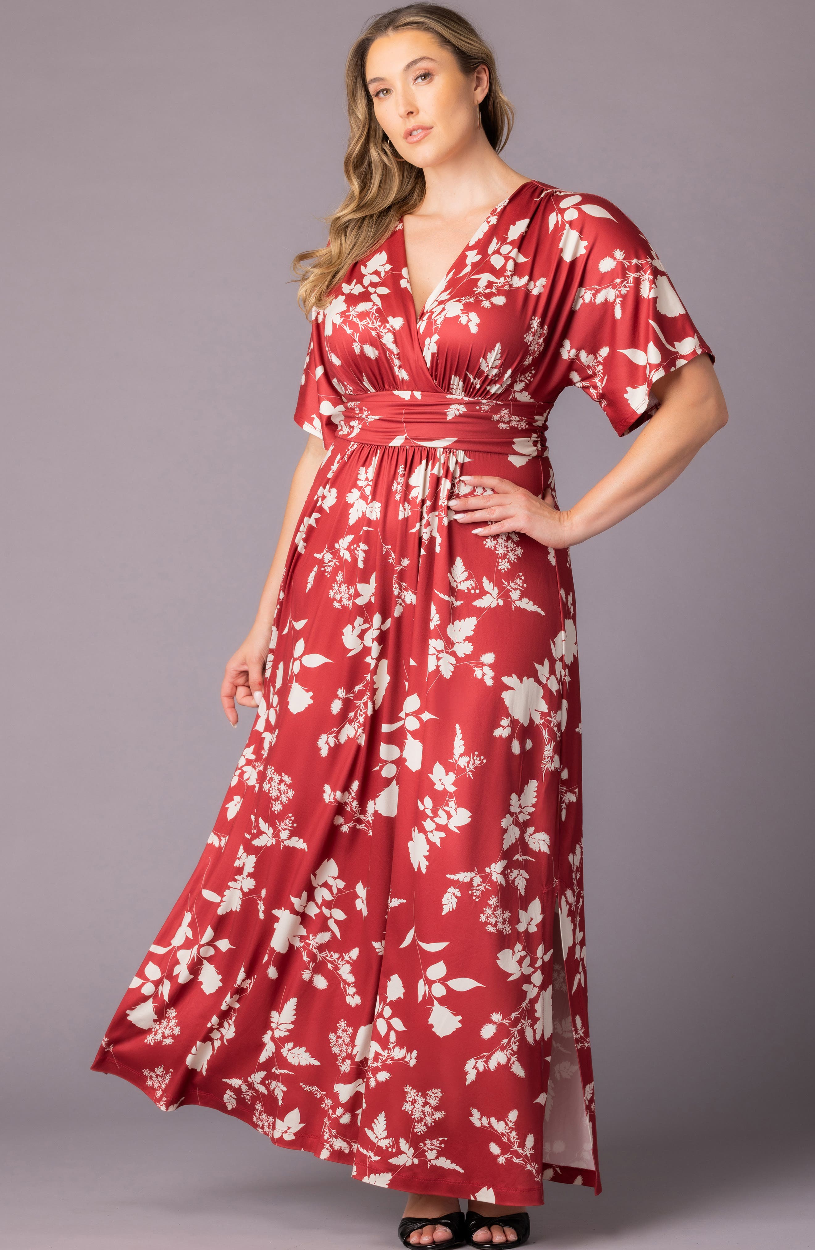 kiyonna vienna maxi dress Kiyonna Women's Plus Size Vienna Kimono Sleeve Long Maxi Dress