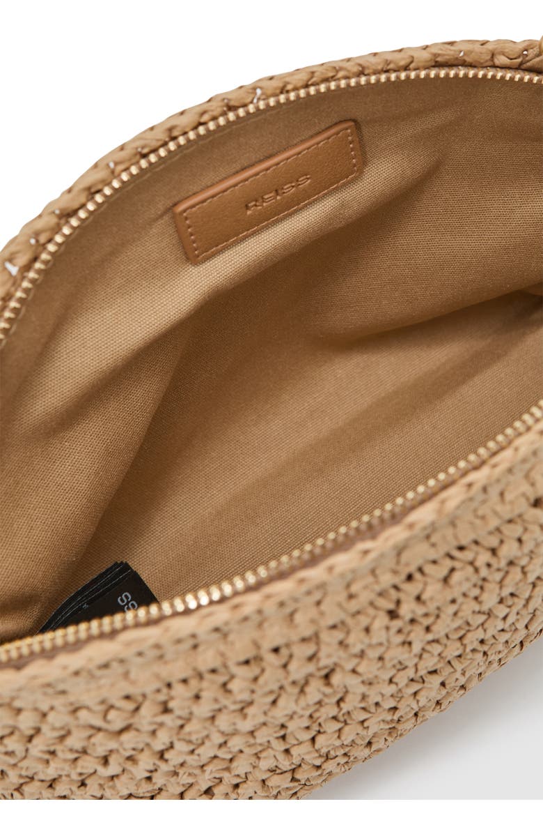 Reiss Fern Straw Clutch, Alternate, color, Natural