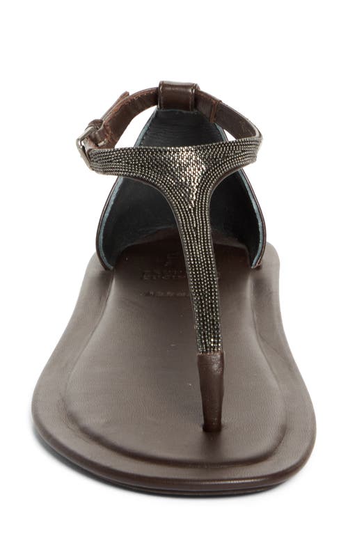 Brunello Cucinelli Monili T-strap Sandal In C8279 Testa Moro