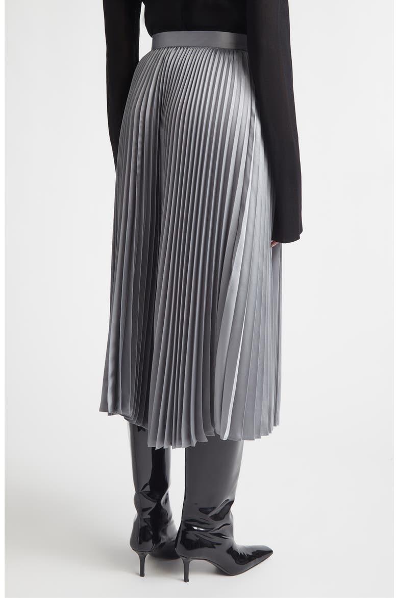 Metallic Fluid Twill Plissé Midi Skirt, Alternate, color, VOLCANIC GLASS