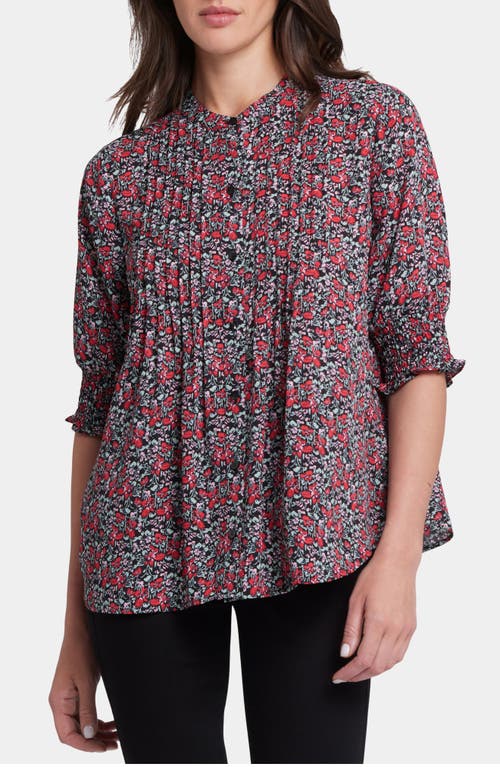 Nydj Pleated Peasant Blouse In Los Rosales