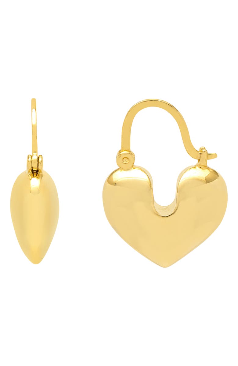 Estella Bartlett Heart Hoop Earrings, Main, color, Gold