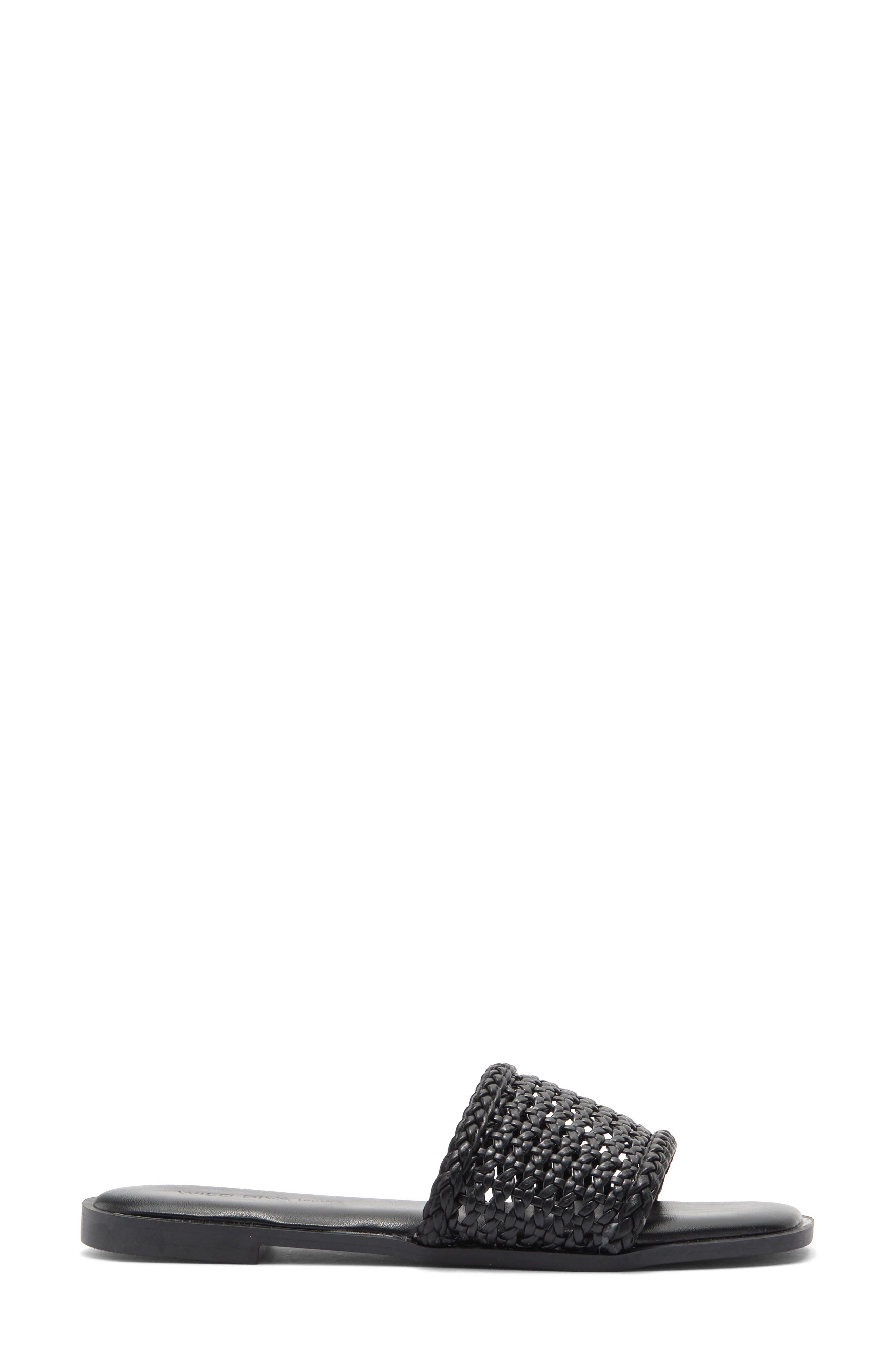 Sola Woven Slide Sandal, Alternate, color, BLACK