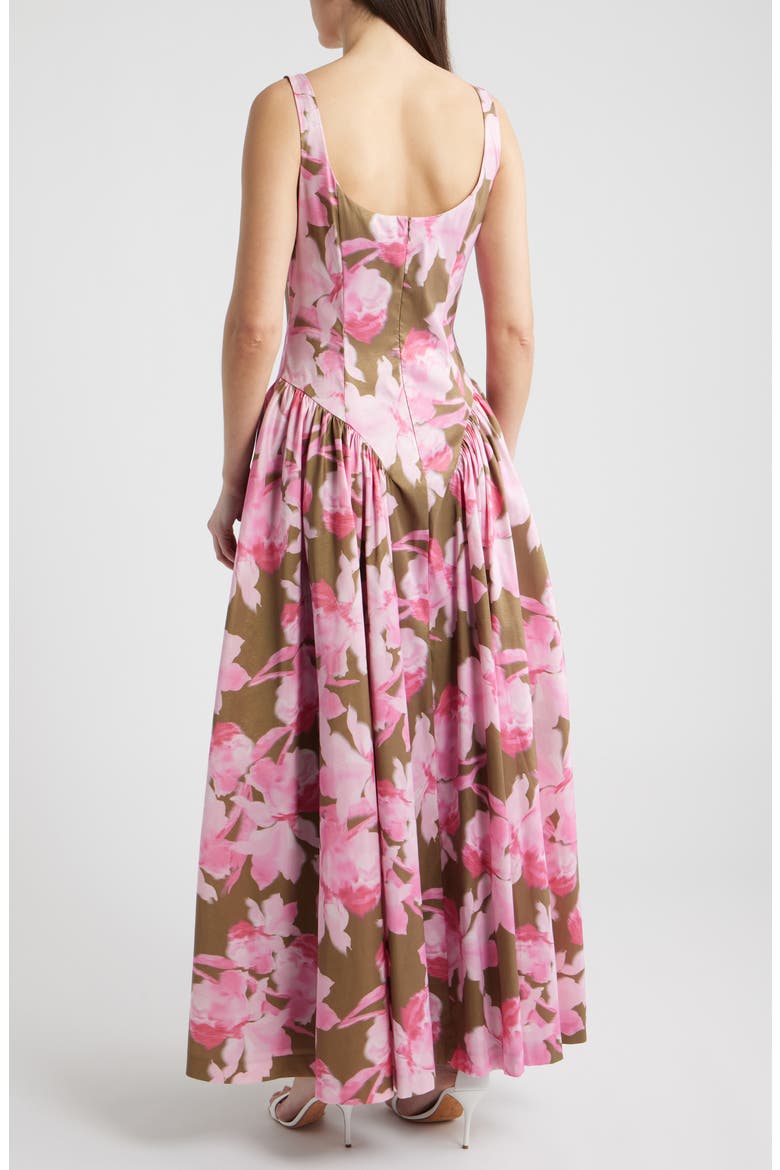 Jemma Floral Maxi Dress, Alternate, color, OLIVE/ PINK WATERCOLOR ORCHIDS