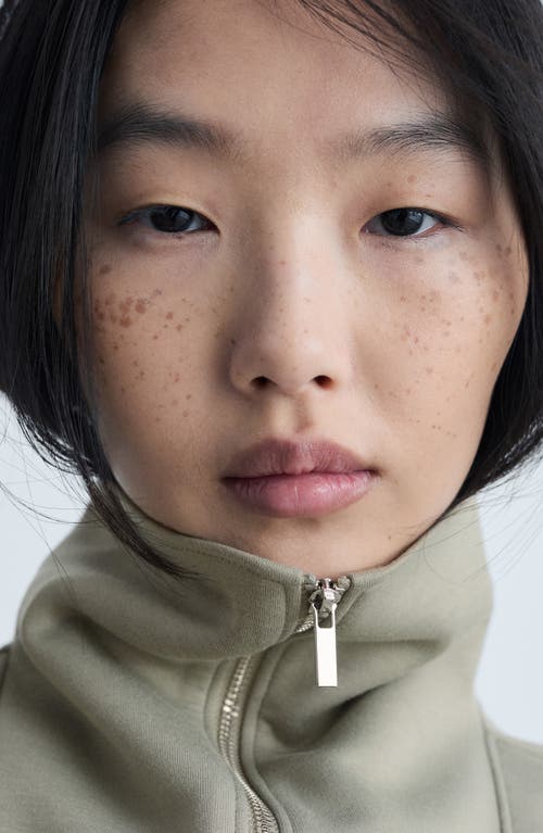 Mango Quarter Zip Sweatshirt In Khaki