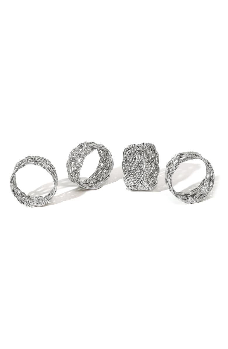 Tiramisu Platinum Weave Set of 4 Napkin Rings, Main, color, 