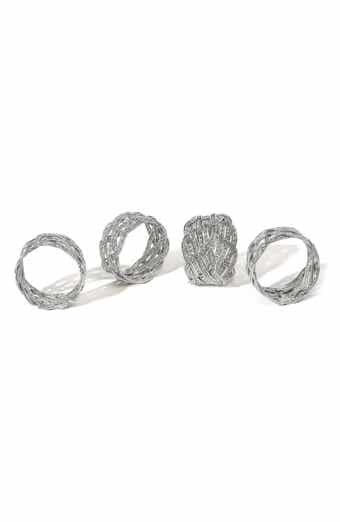 Platinum Weave Set of 4 Napkin Rings