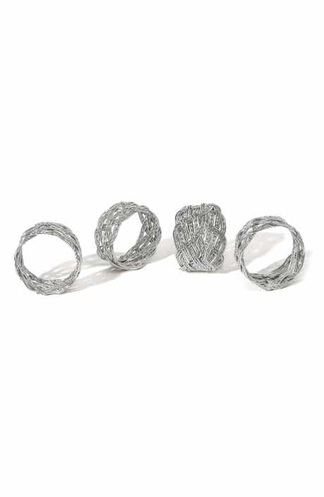 Tiramisu Platinum Weave Set of 4 Napkin Rings