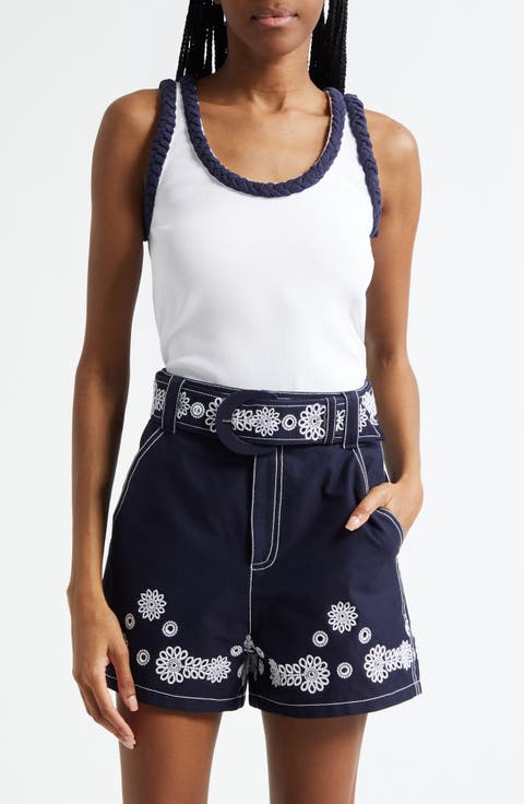 Braided Trim Stretch Cotton Tank