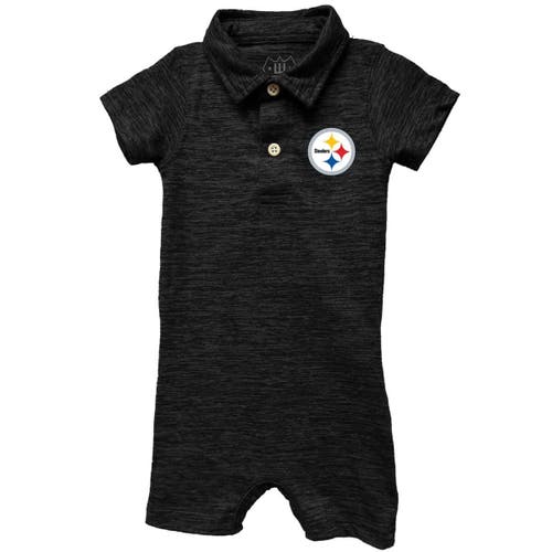 Wes & Willy Kids' Infant  Black Pittsburgh Steelers Short Leg Cloudy Yarn Polo Bodysuit