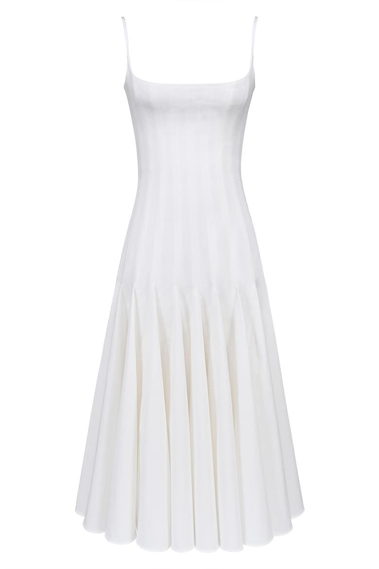 Vionne Pleated Stretch Pima Cotton Fit & Flare Cocktail Dress, Alternate, color, WHITE