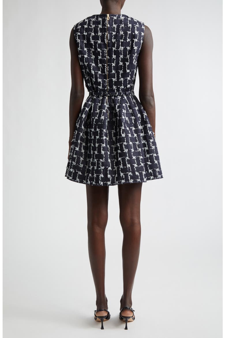Frayed Jacquard Denim Fit & Flare Minidress, Alternate, color, INDIGO