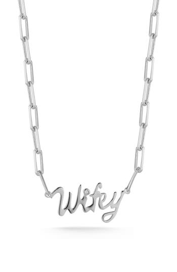 Sphera Milano Wifey Script Necklace In Silver