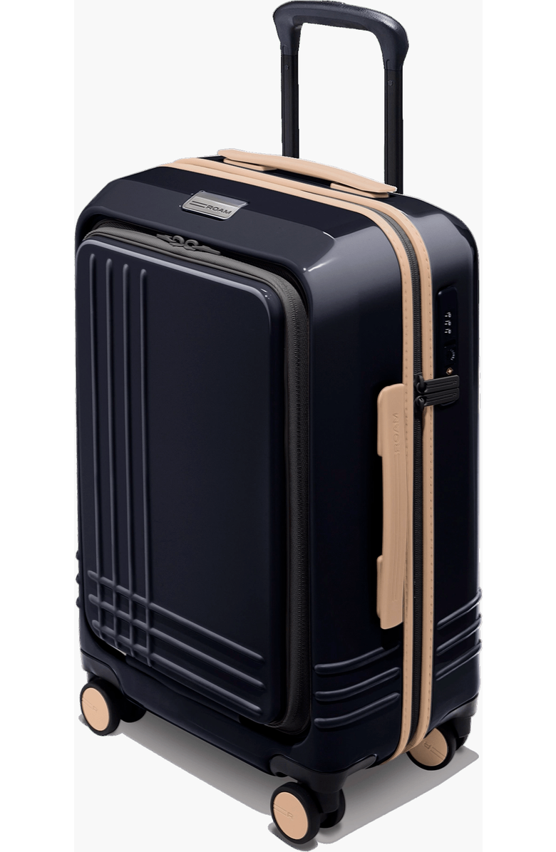ROAM Luggage Front Pocket Carry-On, Main, color, Black Gloss / Tan