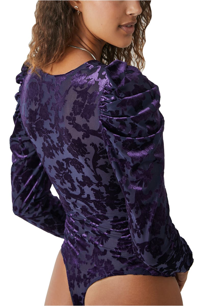 Free People Magic Hour Velvet Burnout Bodysuit, Alternate, color, 