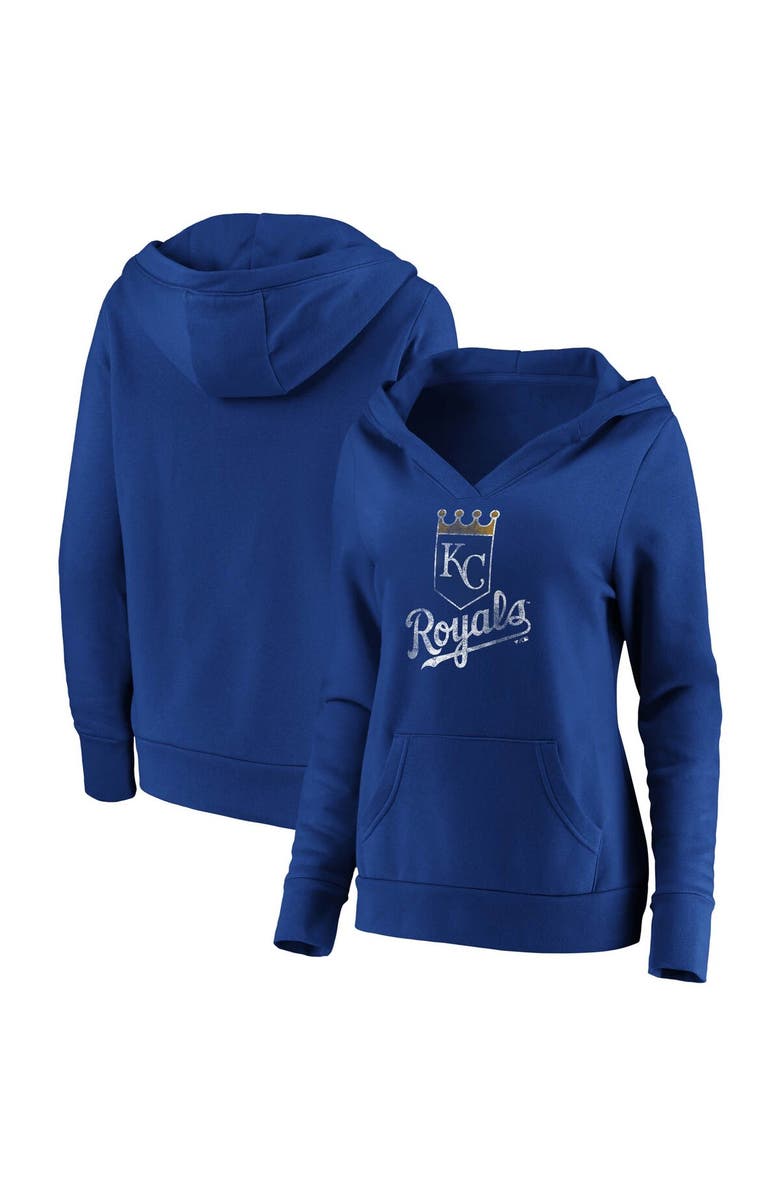 FANATICS Women's Fanatics Branded Royal Kansas City Royals Core Team Crossover V-Neck Pullover Hoodie, Alternate, color, 