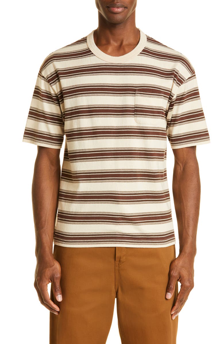 VISVIM Border Jumbo Stripe Pocket T-Shirt, Main, color, 