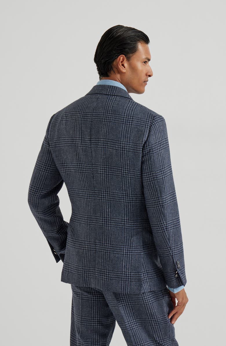 Brunello Cucinelli Prince of Wales deconstructed blazer, Alternate, color, Denim