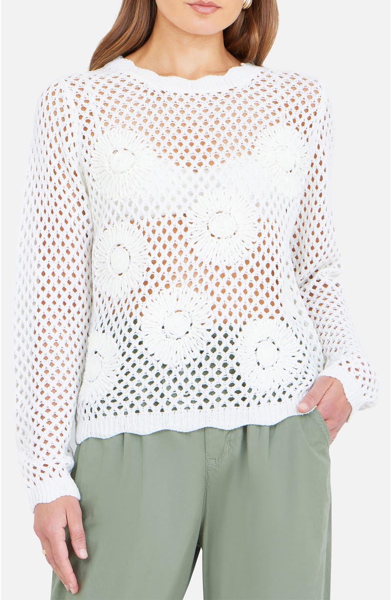 Yumi Flower Crochet Jumper, Alternate, color, White
