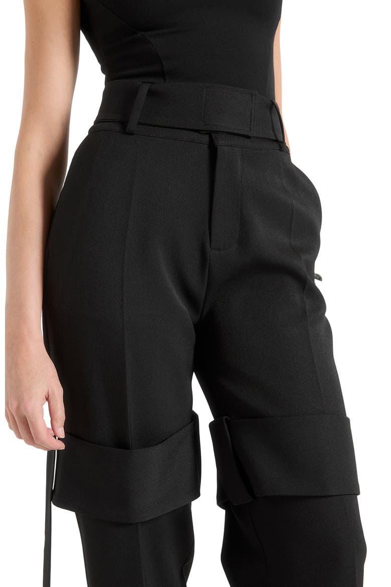 Isabelle Tailored Belted Strap Detail Trousers, Alternate, color, Black