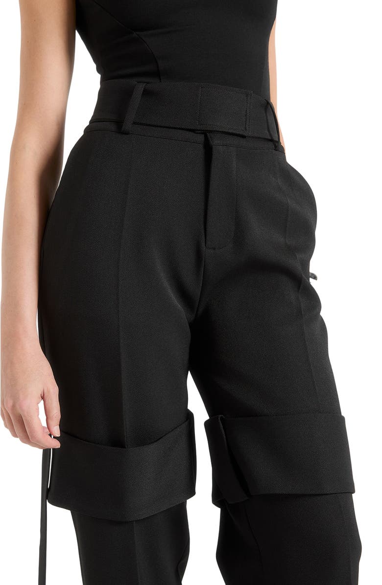Manière De Voir Isabelle Tailored Belted Strap Detail Trousers, Alternate, color, Black