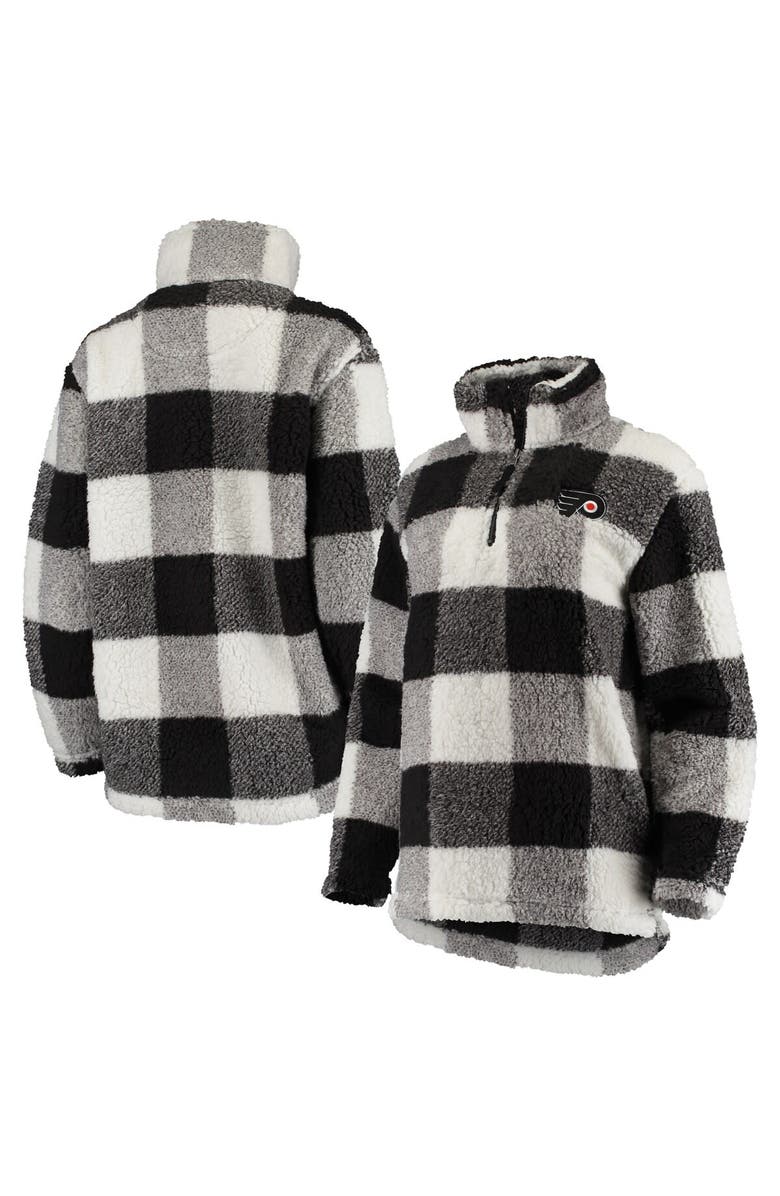 G-III 4HER BY CARL BANKS Women's G-III 4Her by Carl Banks Black/White Philadelphia Flyers Plaid Sherpa Quarter-Zip Jacket, Main, color, 